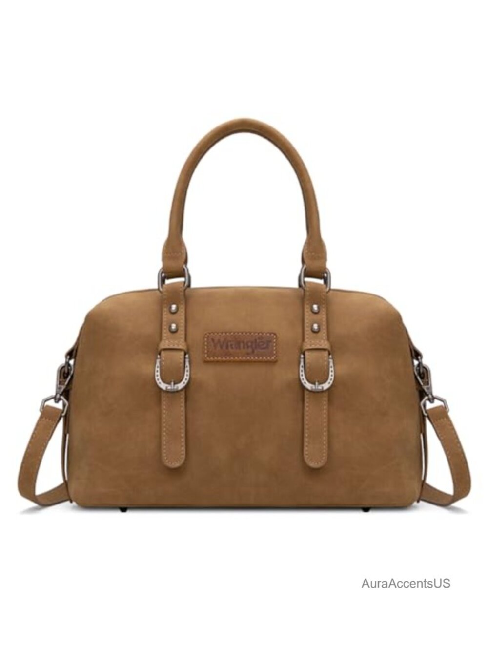 Suede Doctor Bag Top Handle Crossbody Satchel Purse with Adjustable Buckle